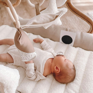 Rattan Play Gym Bundle | White Cloud & Stone Gingham