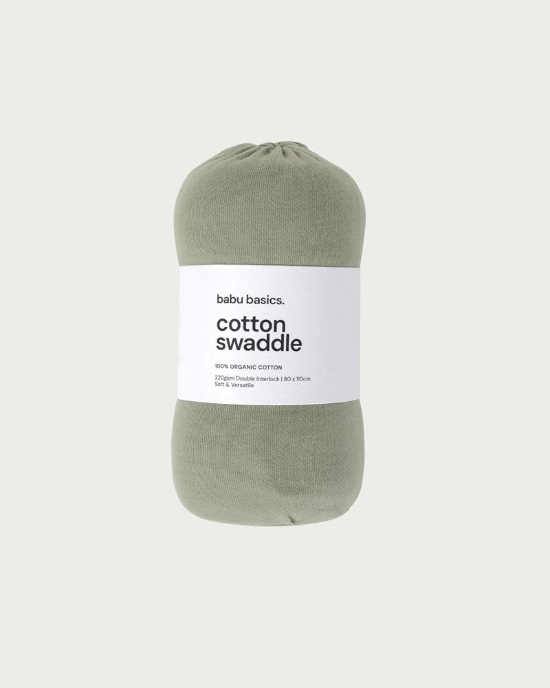 Organic Cotton Swaddle Wrap | Sage Contrast