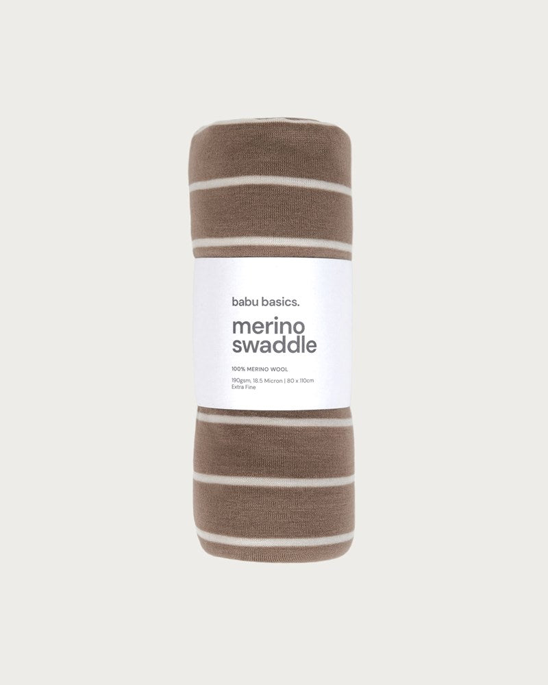 Merino Swaddle Wrap | Walnut Stripe