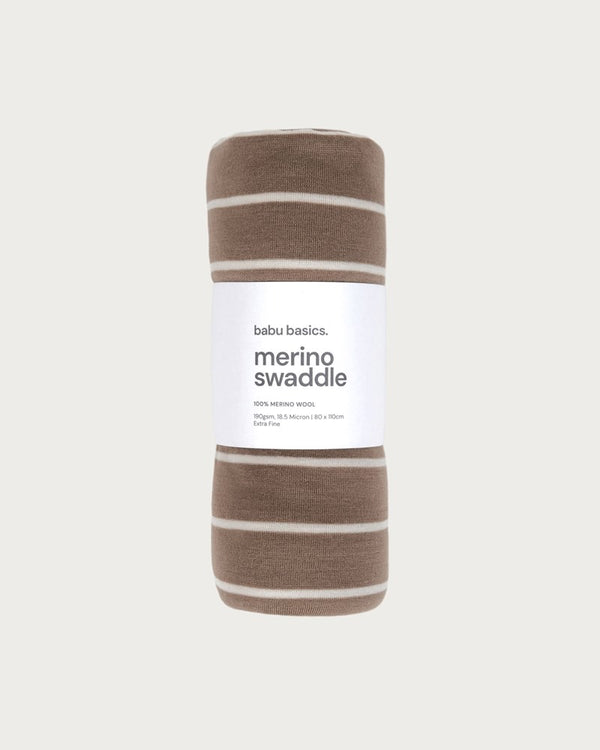 Merino Swaddle Wrap | Walnut Stripe