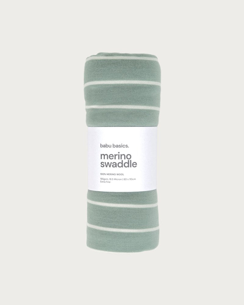 Merino Swaddle Wrap | Sage Stripe