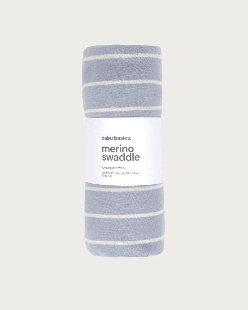 Merino Swaddle Wrap | Periwinkle Stripe
