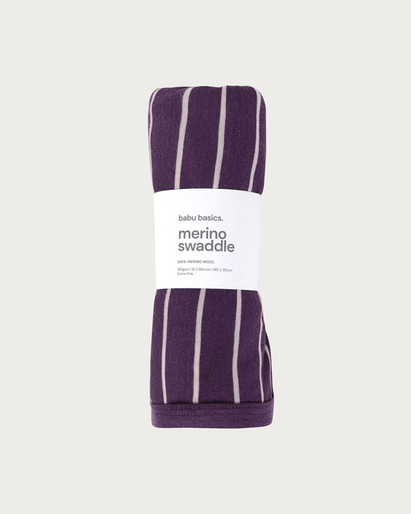 Merino Swaddle Wrap | Plum Stripe