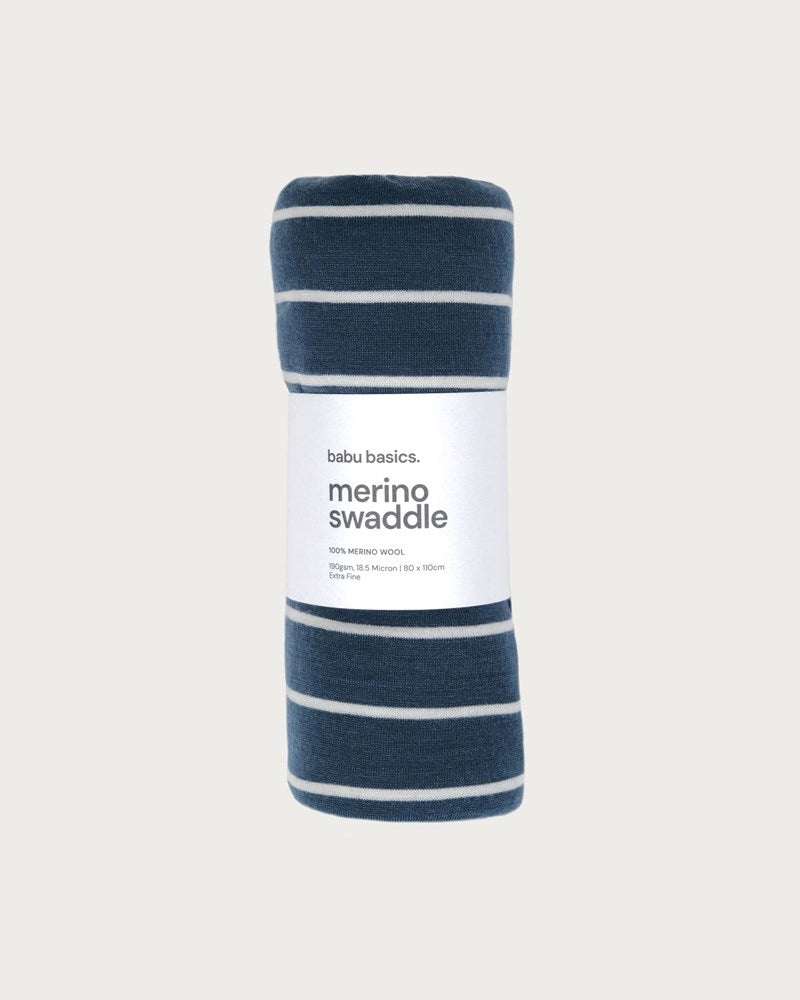 Merino Swaddle Wrap | Denim Stripe