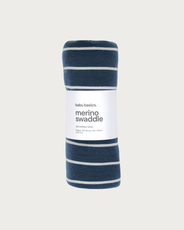 Merino Swaddle Wrap | Denim Stripe