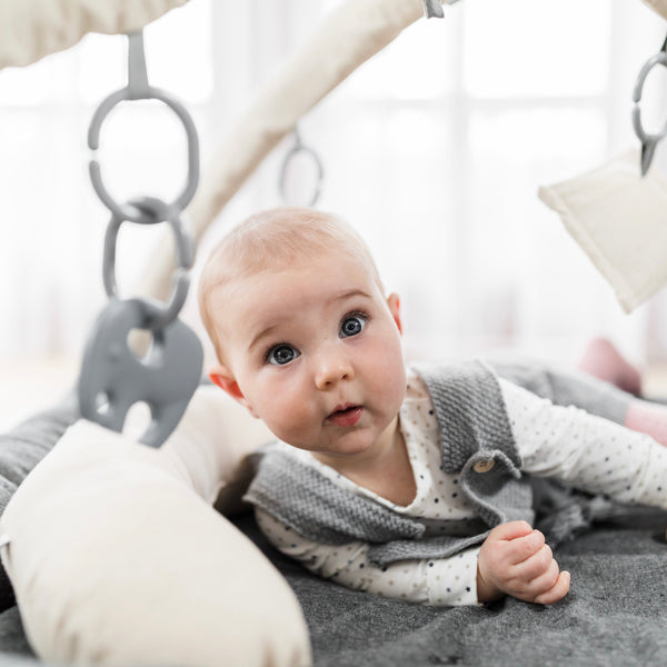 Activity Play Mat | 100% Linen - Charcoal & Natural