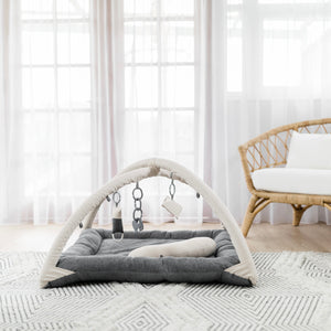 Activity Play Mat | 100% Linen - Charcoal & Natural
