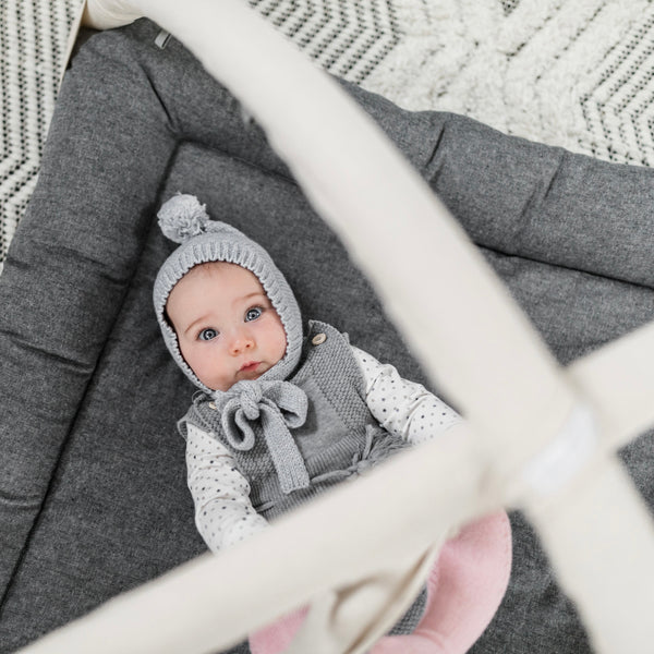 Activity Play Mat | 100% Linen - Charcoal & Natural