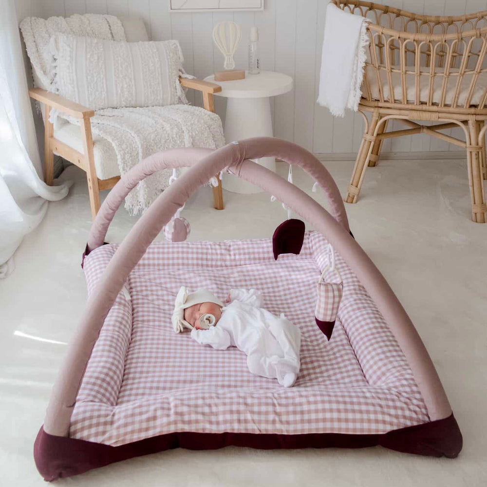 Activity Play Mat | Pink Gingham & Plum