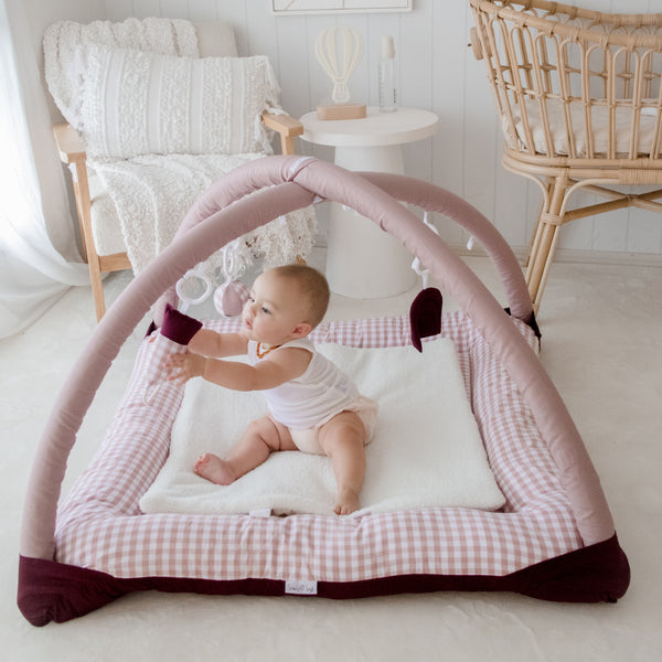Activity Play Mat | Pink Gingham & Plum