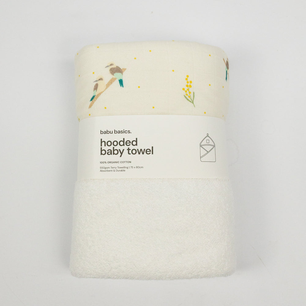 Terry Hooded Baby Towel - Kookaburra