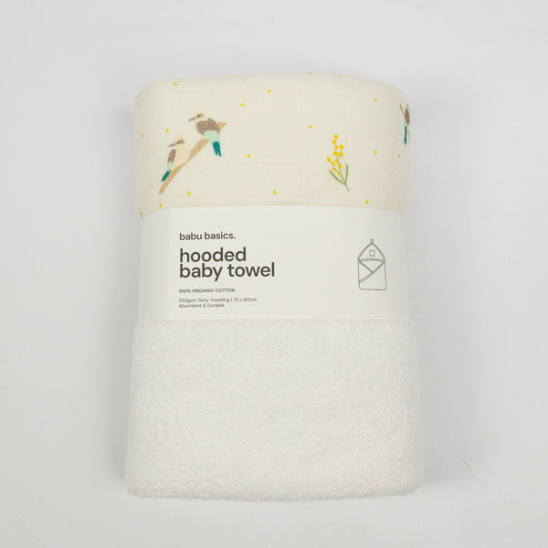 Terry Hooded Baby Towel - Kookaburra