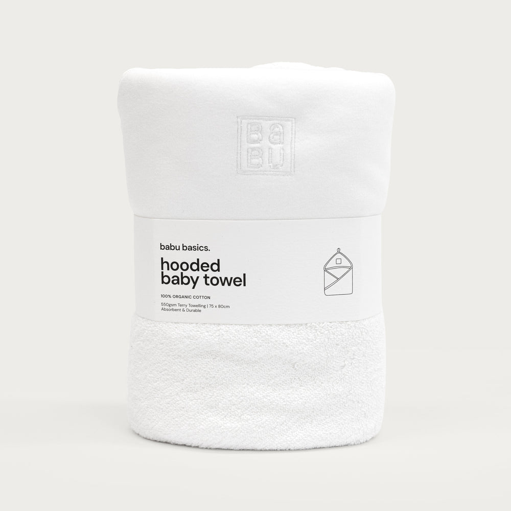 Terry Hooded Baby Towel - White
