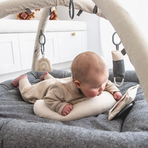 Activity Play Mat | 100% Linen - Charcoal & Natural