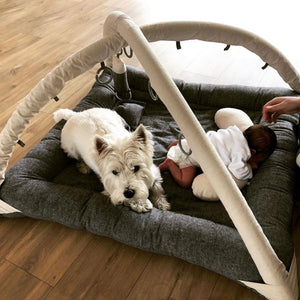 Activity Play Mat | 100% Linen - Charcoal & Natural