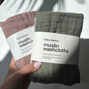 Muslin Wash Cloths (3 Pack) - Marigold, Mocha & Oat