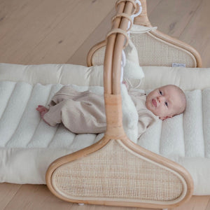 Rattan Play Gym Bundle | White Cloud & Stone Gingham