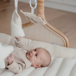 Rattan Play Gym Bundle | White Cloud & Stone Gingham