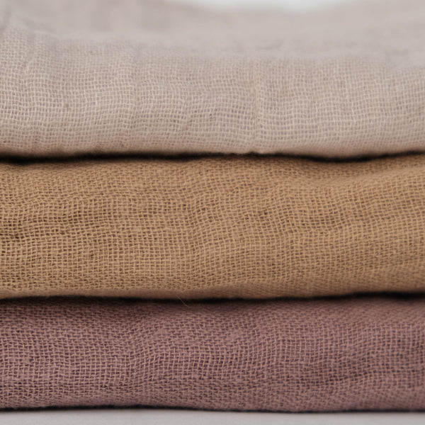 Muslin Wash Cloths (3 Pack) - Marigold, Mocha & Oat