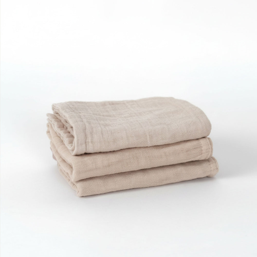 Muslin Wash Cloths (3 Pack) - Oat