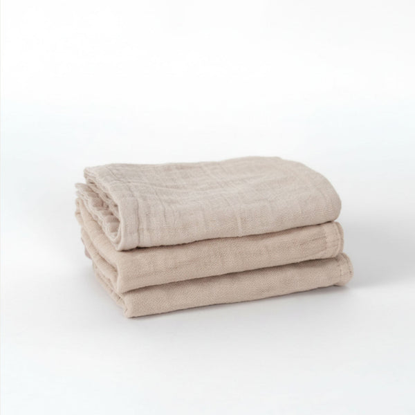 Muslin Wash Cloths (3 Pack) - Oat