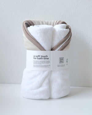 Terry Hooded Baby Towel - Oat Contrast
