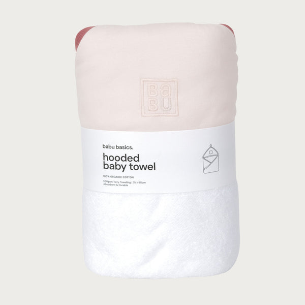 Terry Hooded Baby Towel - Petal Contrast