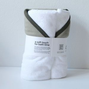 Terry Hooded Baby Towel - Sage Contrast