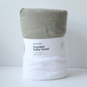 Terry Hooded Baby Towel - Sage Contrast