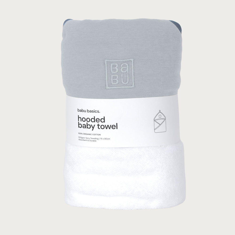 Terry Hooded Baby Towel - Sky Contrast