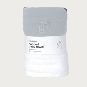 Terry Hooded Baby Towel - Sky Contrast