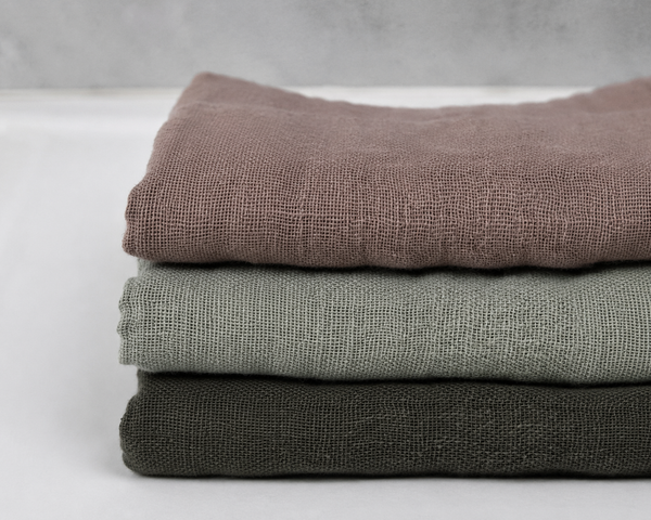 Muslin Wash Cloths (3 Pack) - Moss, Sage & Mocha